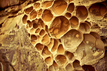 Intricate Honeycomb Weathered Rock Formation in Desert Landscape