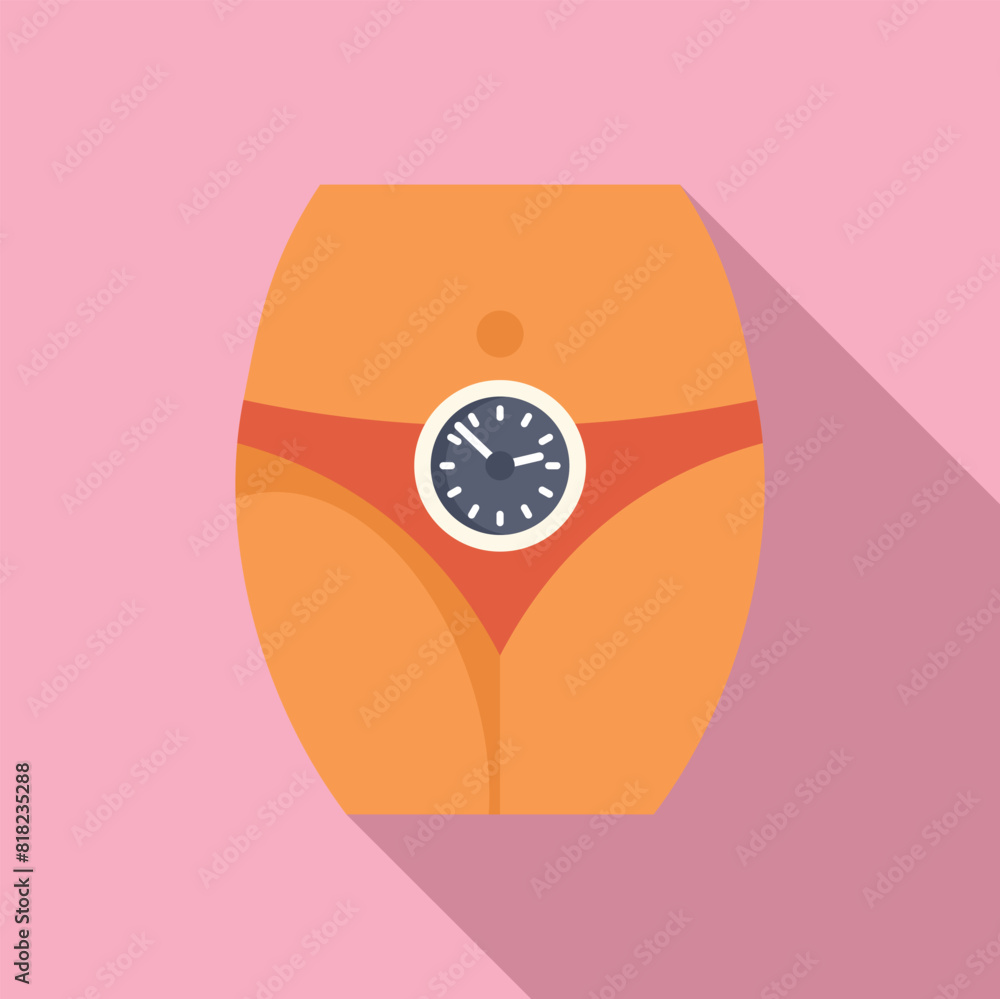 Poster flat design icon of a scale with a clock face representing balance and time management