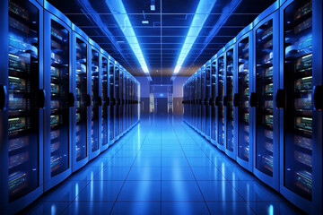 Server racks in server room data center