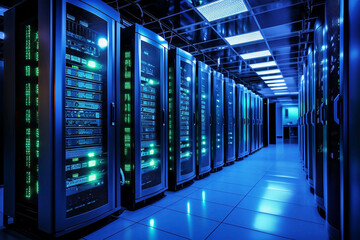 Server racks in server room data center