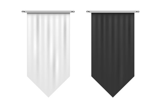 rectangular black and white pennant flags. hanging flags mock up