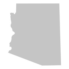 A gray outline of the state of Arizona