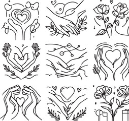 Fototapeta premium set of hand drawn Heart