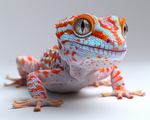 Ultra-Realistic Colorful Gecko on Pristine White Background