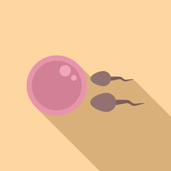 Illustration of sperm approaching egg for scientific, medical, healthcare, and educational purposes with a focus on fertilization, conception, reproduction, and genetic creation