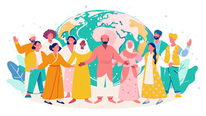 Global Diversity and Unity: World Harmony Illustrated. Vector illustration for World Population Day