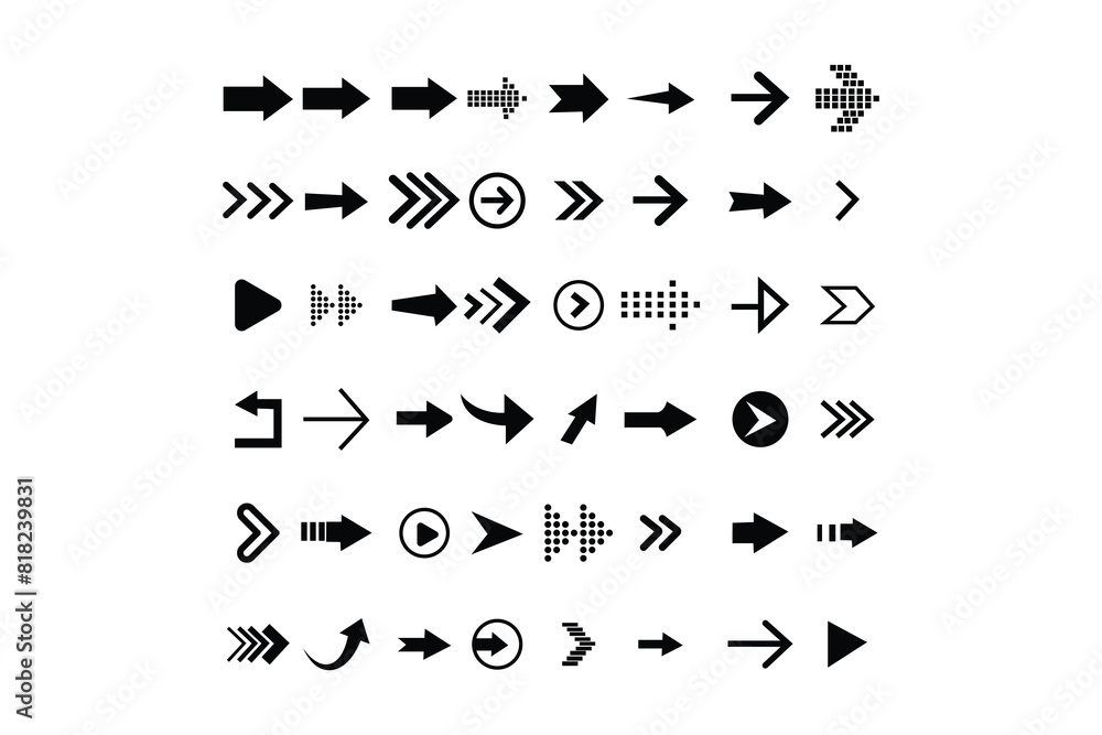 Poster arrows set. arrows set of 48 arrow icon collection. black arrow vector set. arrow icon collection. s