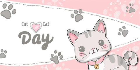 A cat in the background and celebrate International Cat Cay Day