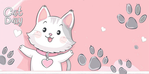 A cat in the background and celebrate International Cat Cay Day