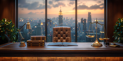 Serene Professional Attorney Workspace at Sunset
