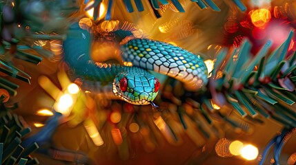 Christmas Tree With Blue Snake Ornament