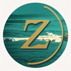 Zodiac sign Z in a circle on the background of the sea