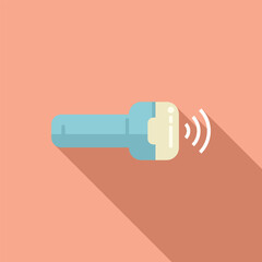 Simple, modern graphic of a blue bluetooth earpiece on a pink background