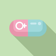 Capsule pill icon split with female and male gender symbols promoting gender equality
