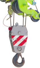 at top beam of crane mobile on white