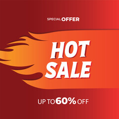 Hot Sale banner template design. special offer campaign or promotion for social media and website , up to 60% off
