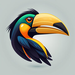 cute toucan bird with feathers logo coutout sticker generative ai