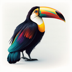 cute toucan bird with feathers logo coutout sticker generative ai