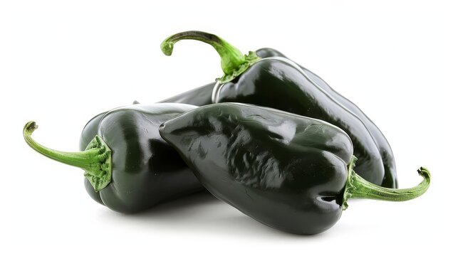 vibrant poblano pepper isolated on white background fresh ingredient closeup