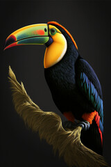 cute toucan bird with feathers logo coutout sticker generative ai