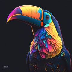 cute toucan bird with feathers logo coutout sticker generative ai