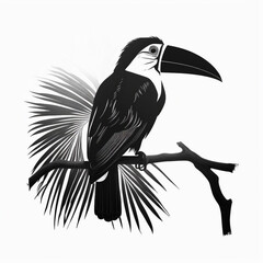 cute toucan bird with feathers logo coutout sticker generative ai