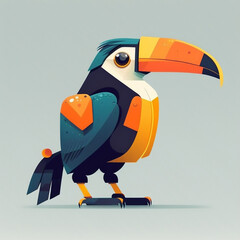 cute toucan bird with feathers logo coutout sticker generative ai