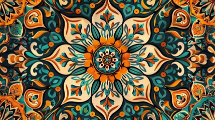 Fototapeta premium Colorful Ornate Design on Black Background