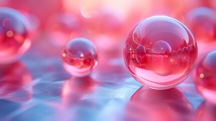 Abstract background with pink glass spheres