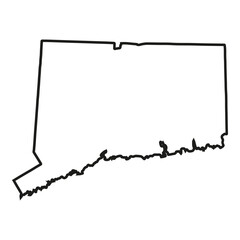 White solid outline of the state of Connecticut