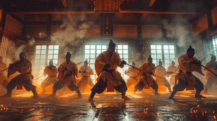 Ninjas and Samurais Fighting and Training - Powered by Adobe