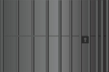 Prison bars isolated on transparent. Vector illustration. Way out to freedom concept, Black realistic metal prison bars isolated, Detailed jail cage, prison iron fence. Criminal background mockup. 