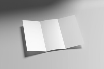 Trifold Brochure Blank Mockup On Light Gray Background