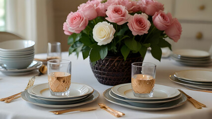 Elegant Mothers Day Brunch Table Setting