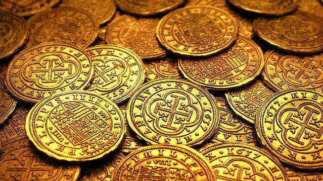 Gold Medieval Coins Pile Historic Currency
