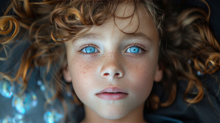 Close-Up Portrait of Cute Girl with Curly Hair