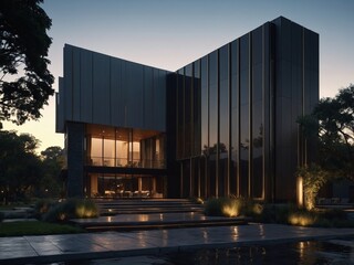 Modern residential district with green roof and balcony generated by AI