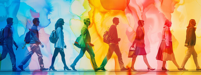 The image of people of different skin colors walking together symbolizes the value of community and diversity. It is an expression of openness to everyone, regardless of skin color or origin.