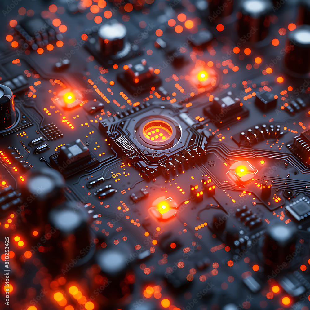 Aufkleber neon dreams: abstract patterns and technology elements
