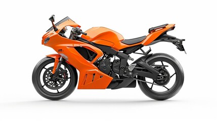 sleek orange sport bike motorcycle isolated on white background side view studio shot cut out object for vehicle advertisement high resolution photography