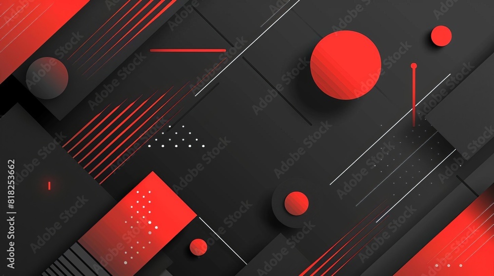 Poster sleek modern abstract background with geometric shapes in black and red vector