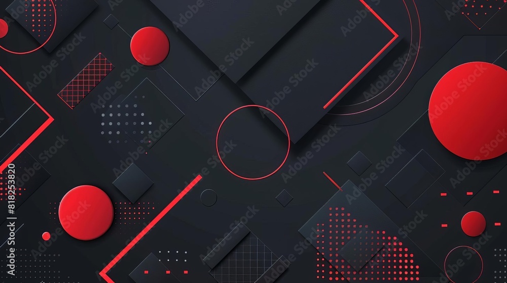 Poster sleek modern abstract background with geometric shapes in black and red vector