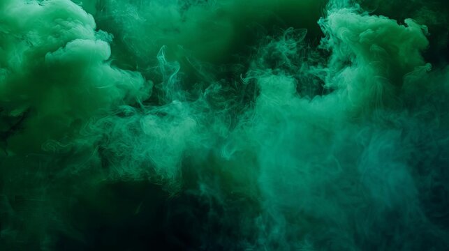 abstract green smoke on black background toxic fog and stink concept for sports stadium