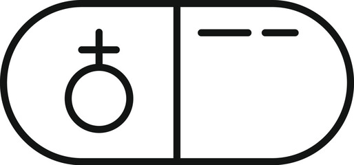 Vector illustration of a capsule pill with a gender equality symbol engraved on it