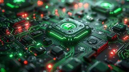 Obraz premium Innovative Future: Neon Green & Metallic Silver Abstract Background