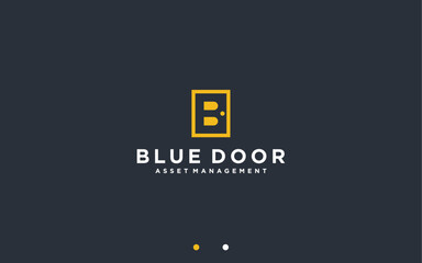 letter b with door logo design vector silhouette illustration