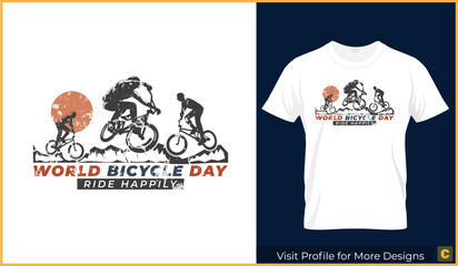 World Bicycle Day ride happily tshirt design