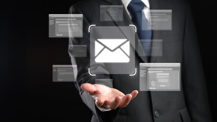 Business person checking email inbox, organizing and prioritizing messages for better productivity....