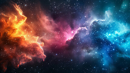 Naklejka premium Exploring the Colorful Cosmos Delving into Space -Galaxies - Clouds and Nebulas