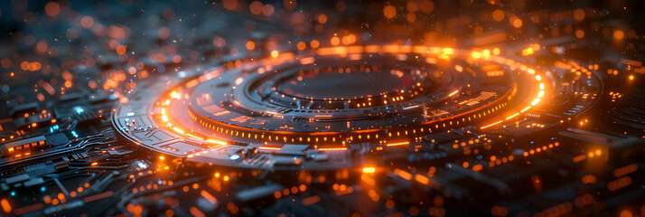 Futuristic Innovation Hub: Abstract Background Blended with Technology Elements